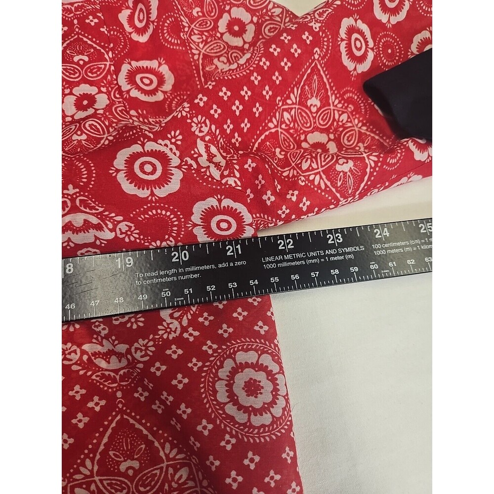 Talbots Red Bandana Tunic Top Women's M Sheer Navy Blue Trim Cover‎ up Patriotic - Picture 5 of 7